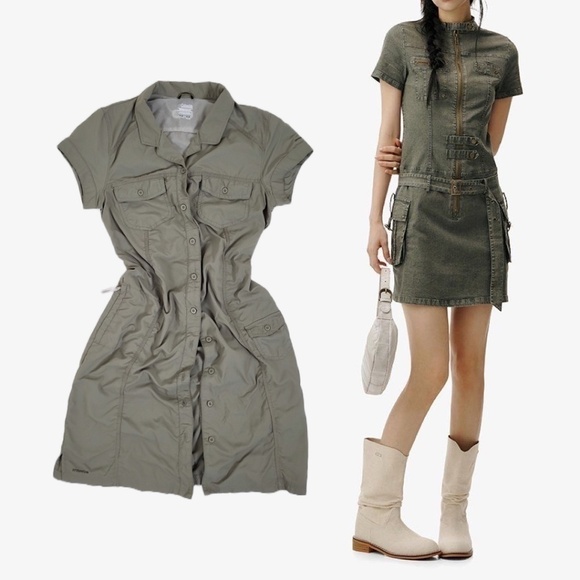 Columbia packable dress asymmetrical pockets mini titanium sportwear button down - Picture 1 of 16